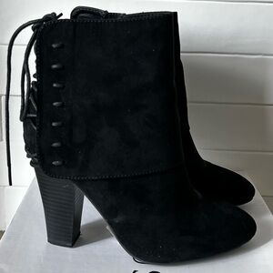 Black Suede Lace Up Ankle Boots